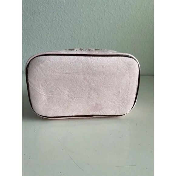 JUICY COUTURE Makeup Bag Travel Cosmetic Train Case Pink Velour Scottie Crown - Picture 8 of 11